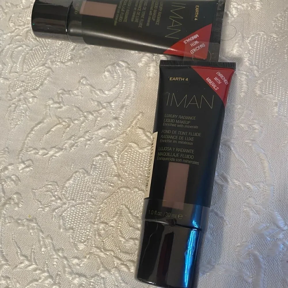 🛍 Lot of 2 Iman luxury Radiance  liquid  foundation makeup 1.0fl oz